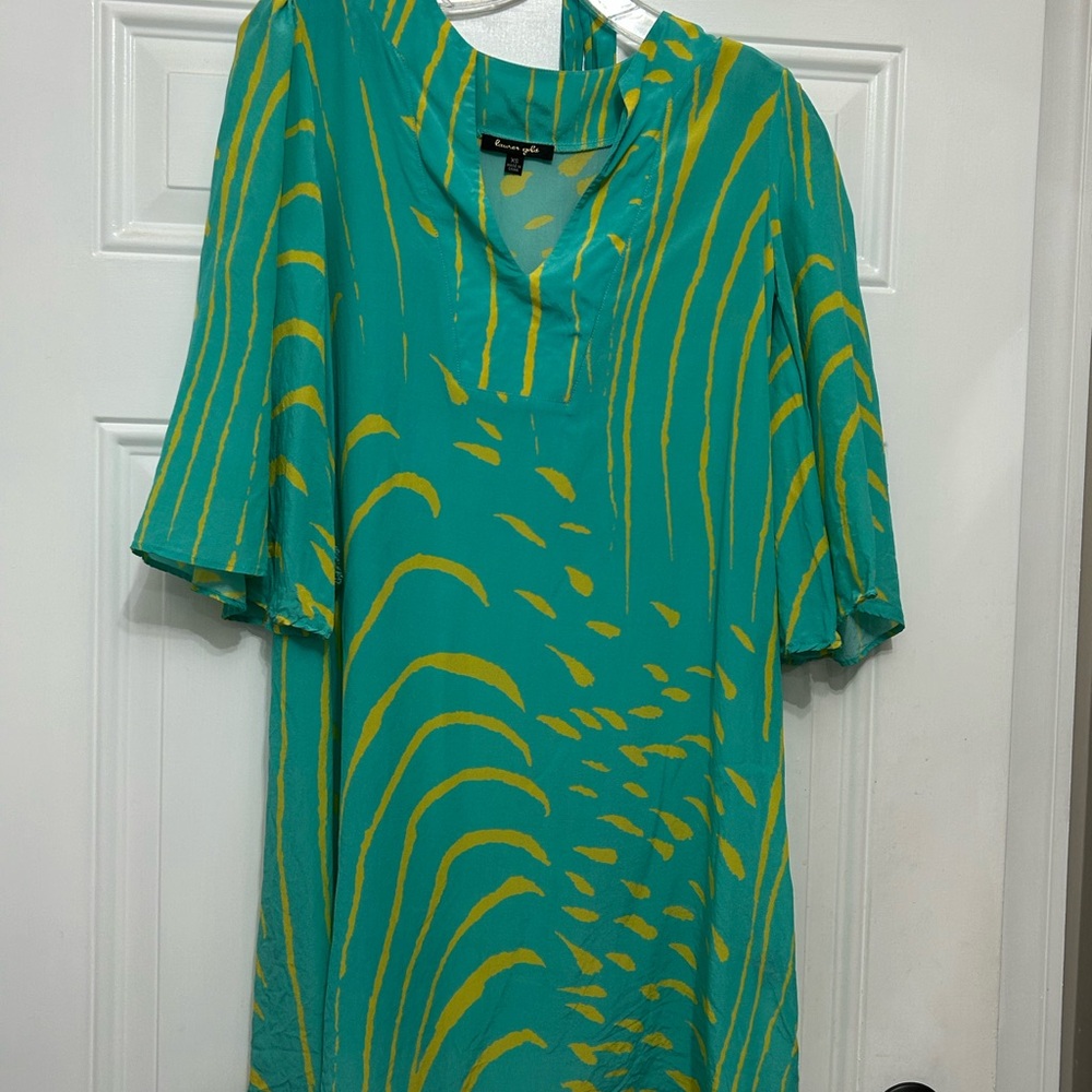 Teal and Yellow Midi Dress